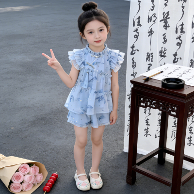 女童夏季中国风木耳边两件套