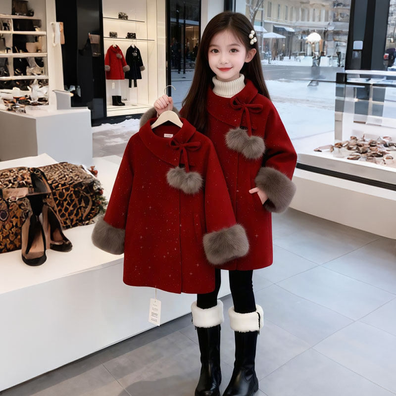 女童冬季中长款大衣2026新款小女孩洋气新年战袍加厚百搭保暖外套,童装/婴儿装/亲子装,呢大衣,淘宝优惠券,粉丝福利购,淘宝优惠卷