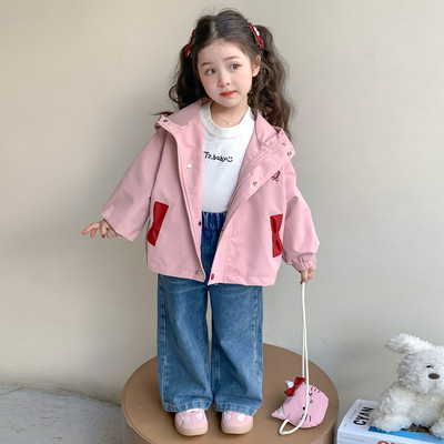 女童春秋季外套2025新款时髦风衣