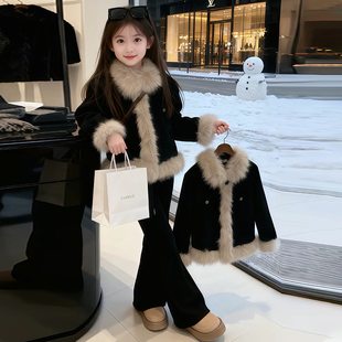 女童冬季加厚保暖套装2025新款女孩小香风加绒加厚保暖冬装两件套