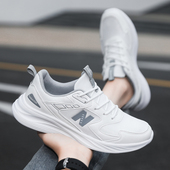 网鞋 男鞋 缓震跑步休闲鞋 夏季 轻便软底鞋 子网面透气白色学生运动鞋