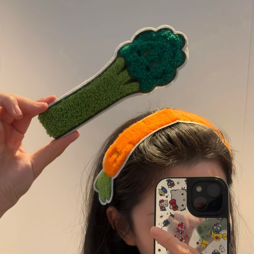 真蔬菜碎发魔术贴甜妹卡通少女无痕刘海贴趣味搞怪洗脸化妆发饰