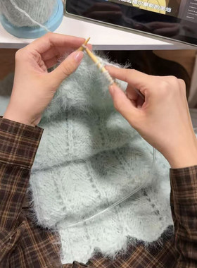 波浪围巾毛线手工diy秋冬季高颜值保暖围脖雪花纱材料包送男女友