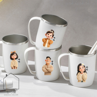 2025款 刷牙杯子牙刷杯洗漱杯 304不锈钢防霉漱口杯一家三四口套装