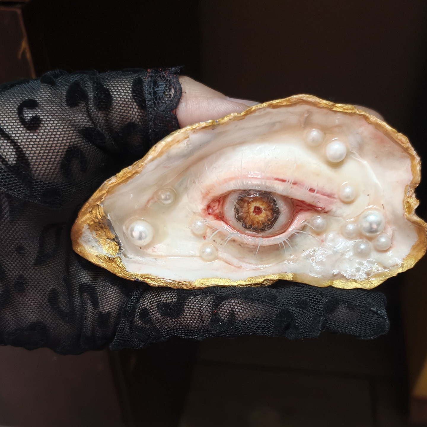 海蛎贝壳眼睛装饰摆件手把件吊坠挂件创意工艺品海洋风家居装饰品