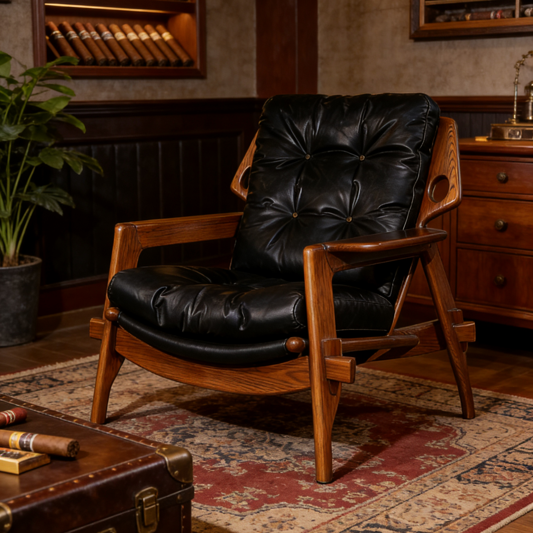 中古风白蜡木实木本杰明椅复古油蜡真皮休闲椅美式客厅阳台沙发椅,住宅家具,沙发椅,淘宝优惠券,粉丝福利购,淘宝优惠卷