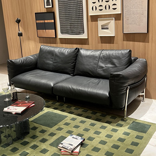 中古黑色哈默沙发客厅复古美式创意直排油蜡皮沙发三人位沙发高端