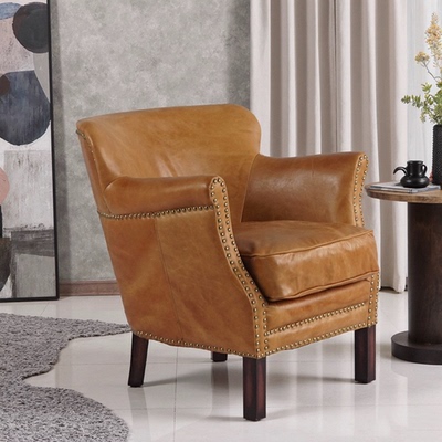 中古风单人沙发椅高端雪茄吧