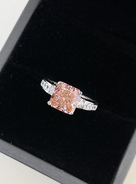 帕帕拉恰粉冰花切2克拉纯银戒指