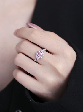 1ct樱花粉钻色纯银s925戒指