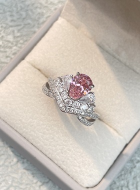 高定培育粉钻纯银925戒指