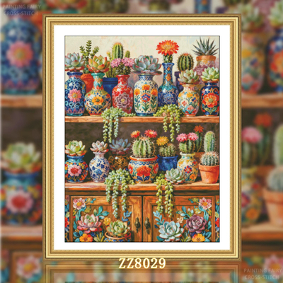 【ZZ8029-多肉置物架】十字绣2026新款客厅餐厅简单简约花卉系列