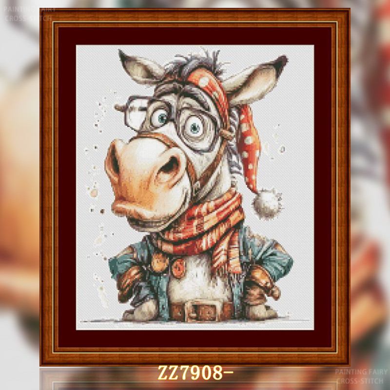 【ZZ7908-傲娇驴】十字绣2025新款客厅卧室竖版玄关动物
