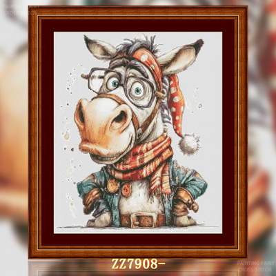 【ZZ7908-傲娇驴】十字绣2025新款客厅卧室竖版玄关动物