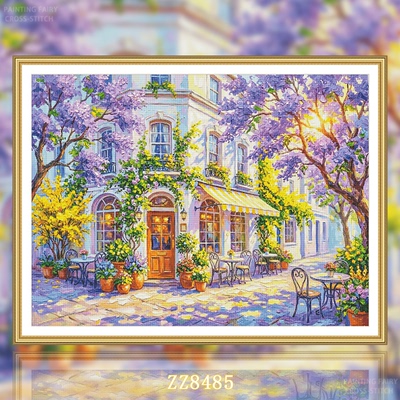 【ZZ8485-繁花街角】十字绣2026年新款客厅卧室风景系列简约横版