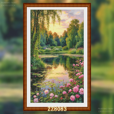 【ZZ8083-夕阳下的溪流风景】十字绣2026新款客厅餐厅简单简约竖