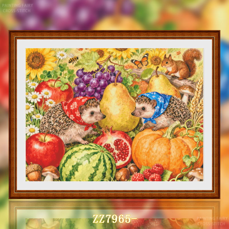 【ZZ7965-刺猬的丰收季节】十字绣2025新款线绣客厅卧室卡通动漫