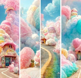 针吸 客厅十字绣2024新款 CK6 4个一套棉花糖云朵屋长宽针吸