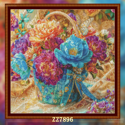 【M-ZZ7896-人间富贵花】十字绣2026新款手工客厅餐厅书房简约花