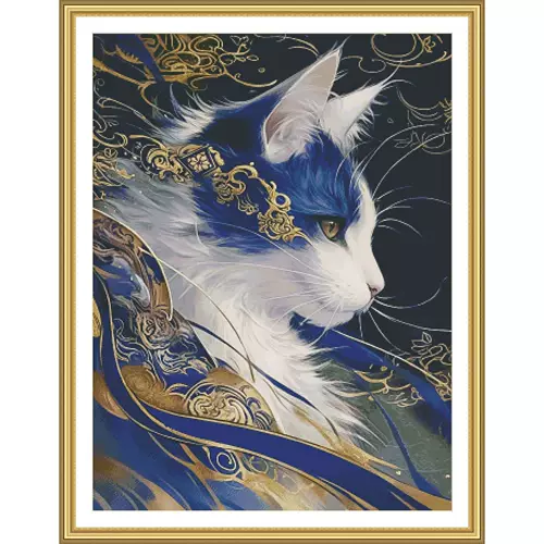 [ZZ8371-Blue Elvis] Вышивка крестом 2026, новый стиль, вышивка для гостиной и спальни, простая серия животных, кошка