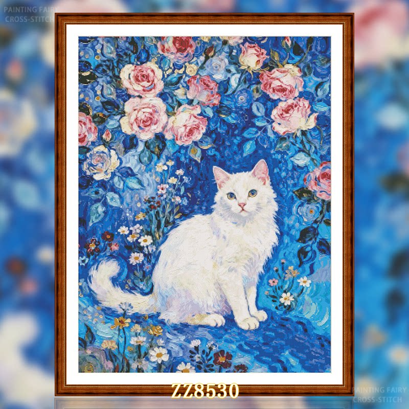【ZZ8530-蔚蓝小猫】十字绣2026年新款客厅餐厅动物系列可爱猫咪