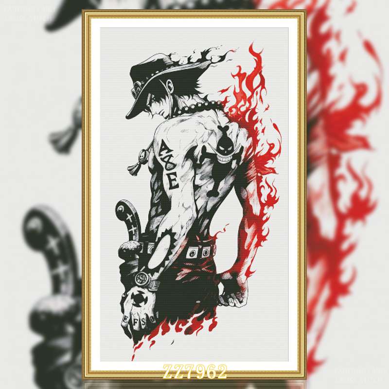 【ZZ7962-火拳艾斯】十字绣2025新款线绣客厅卧室卡通动漫竖版玄