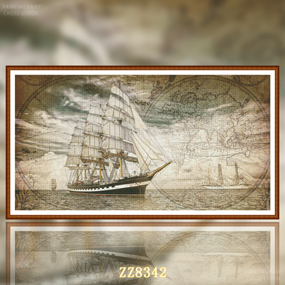 【ZZ8342-中世纪航海世界地图】十字绣2026新款客厅卧室油画简约