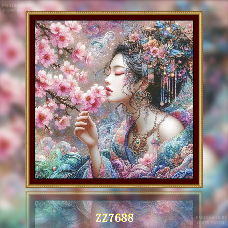 【ZZ7688-樱花美人】十字绣2026年新款客厅卧室国风人物系列油画