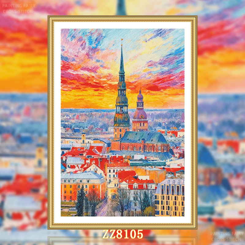 【ZZ8105-夕阳下的城市风景】十字绣2026新款线绣客厅卧室餐厅