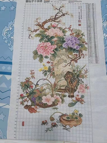 Новая атмосфера гостиной поперечной вышивки династии Домай Цин, новой атмосферной китайской растения цветы простые печатные китайские картины