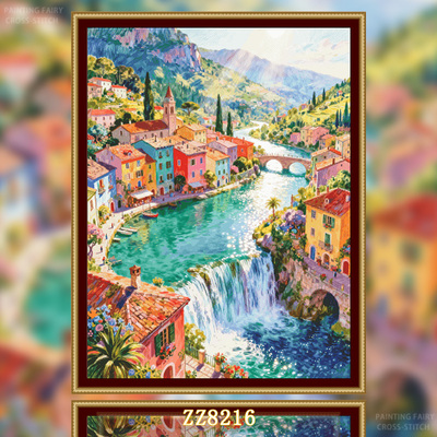 【ZZ8216-彩色河畔小镇】十字绣2026年新款客厅卧室玄关风景油画