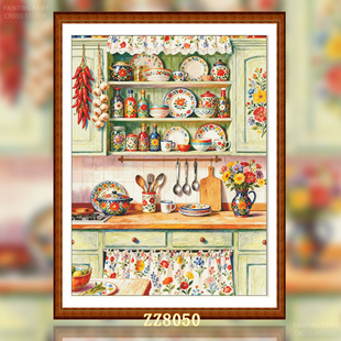 客厅餐厅简单简约中式 十字绣2026年新款 夏日厨房 油画 ZZ8050