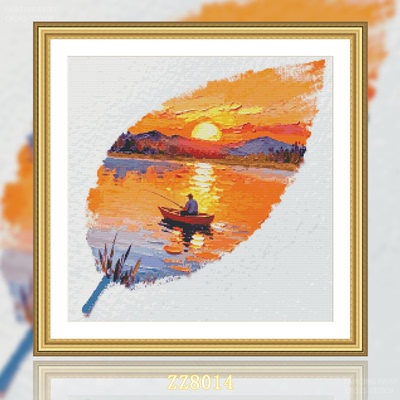 【ZZ8014-一抹系列之一叶孤舟惜残阳】十字绣2025年新款线绣客厅