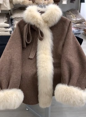 咖色加厚保暖短款呢子大衣女2025年新款秋冬高级感环保毛毛呢外套