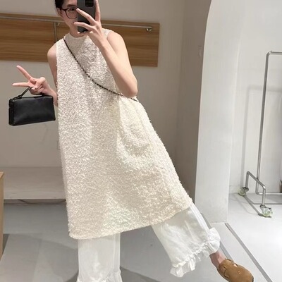 一整套ootd穿搭慵懒风松弛感无袖连衣裙阔腿裤两件套装女夏季新款