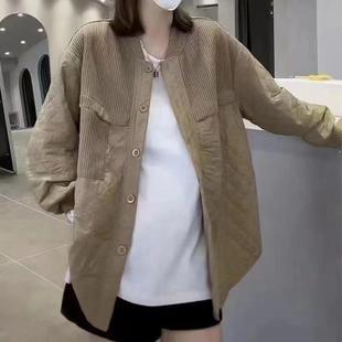 宽松棉服G13 新款 拼接中长款 个性 菱形格轻薄棉服外套女时尚