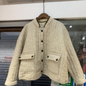 日系宽松小立领棉服女新款 单排扣袋盖双口袋夹棉棉衣外套N25