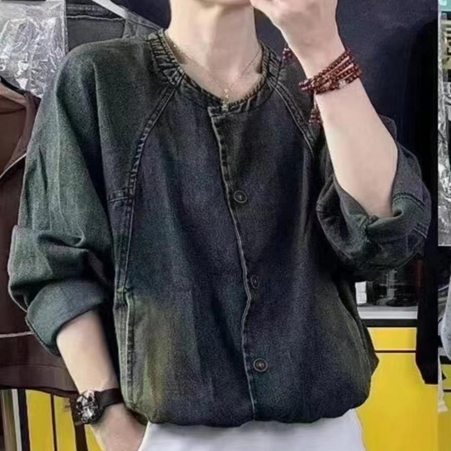 复古炒色做旧小个子休闲牛仔外套女春季新款时尚宽松百搭上衣B14