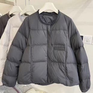 圆领宽松保暖文艺外套潮H22 通勤拉链羽绒服女新款 冬季 短款