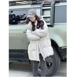 一手长高克数300克90绒泡芙大码宽松保暖加厚下雪天羽绒服
