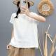 文艺百搭衬衫 高品质雨露麻纯亚麻净版 圆领套头坎肩上衣夏季 K13