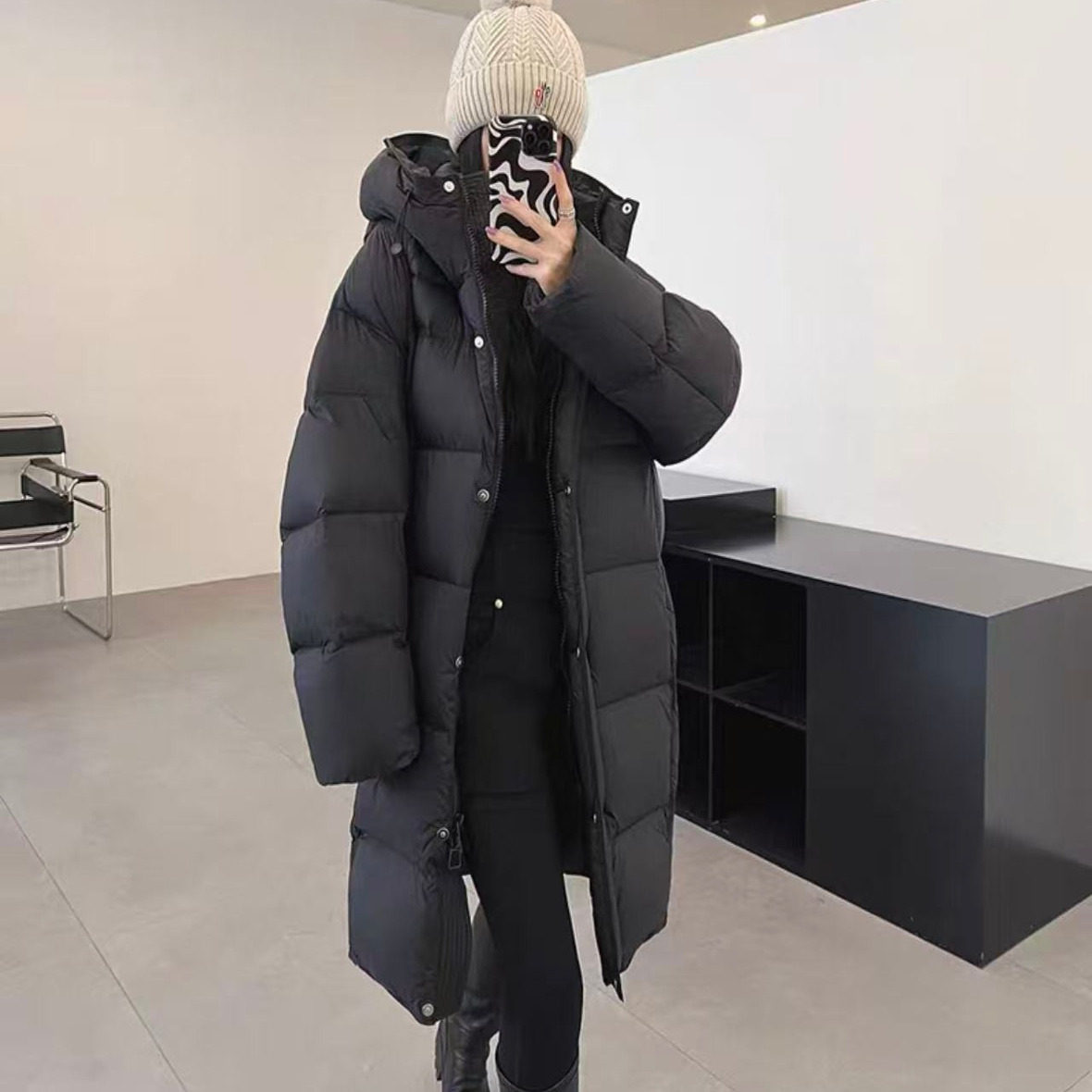 泡芙感时尚洋气白鸭绒中长款羽绒服女连帽加厚保暖过膝外套t15,女装/女士精品,羽绒服,淘宝优惠券,粉丝福利购,淘宝优惠卷