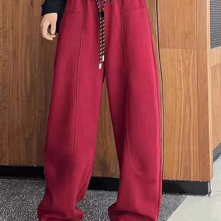 欧洲站2024秋季新款松紧腰抽绳裤