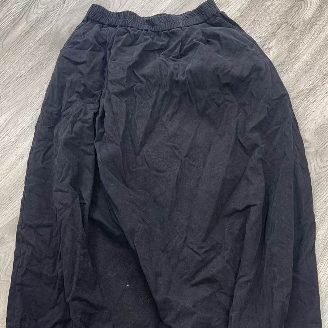 复古简约纯色中长款松紧高腰半身裙女文艺舒适过膝裙H货架黄袋