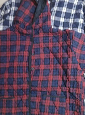 复古格子连帽棉服女文艺宽松百搭休闲保暖夹棉棉衣外套J23