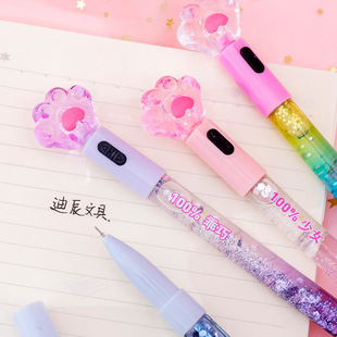 可爱超萌网红猫爪流沙笔创意学生用少女心签字笔韩国简约黑色水笔