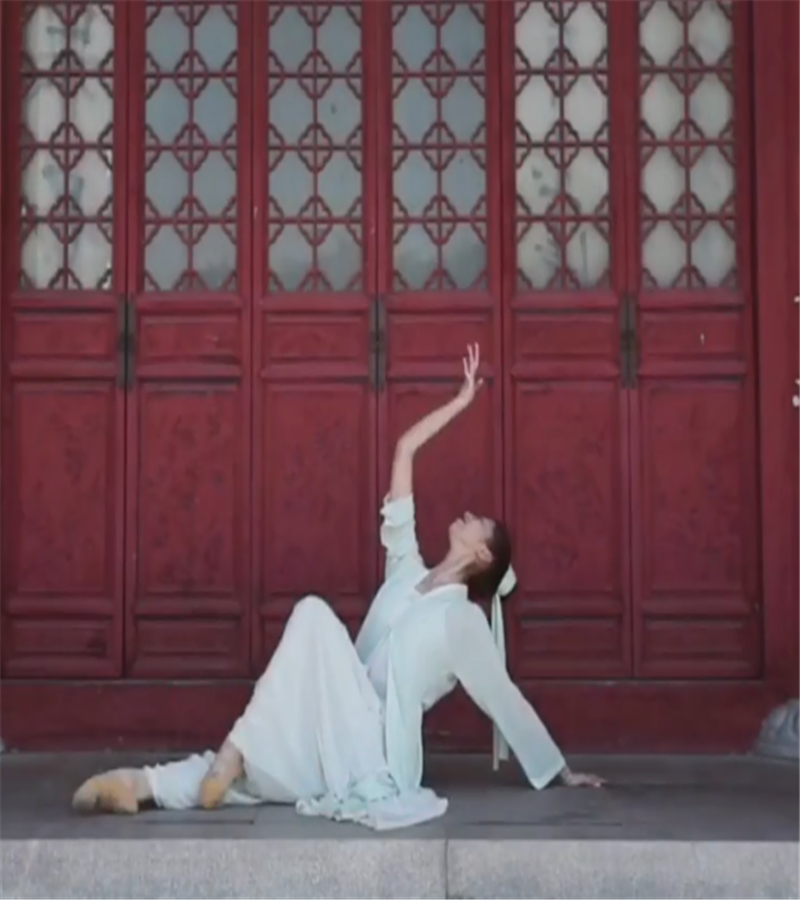 中国风古典舞同款繁花舞蹈服女当代飘逸阔腿裤披风练功艺考演出服