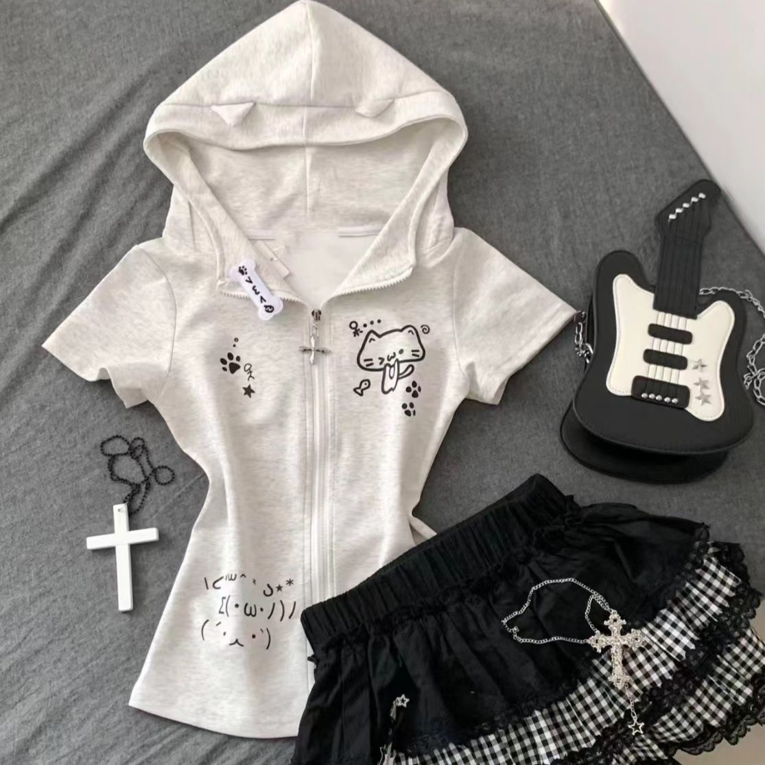 日系复古可爱辣妹修身亚文化百搭