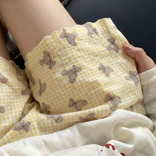 日系复古可爱卡通阔腿短裤女夏