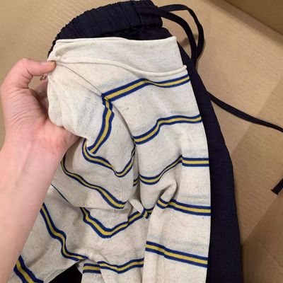 撞色条纹防晒长袖t恤女夏季外搭